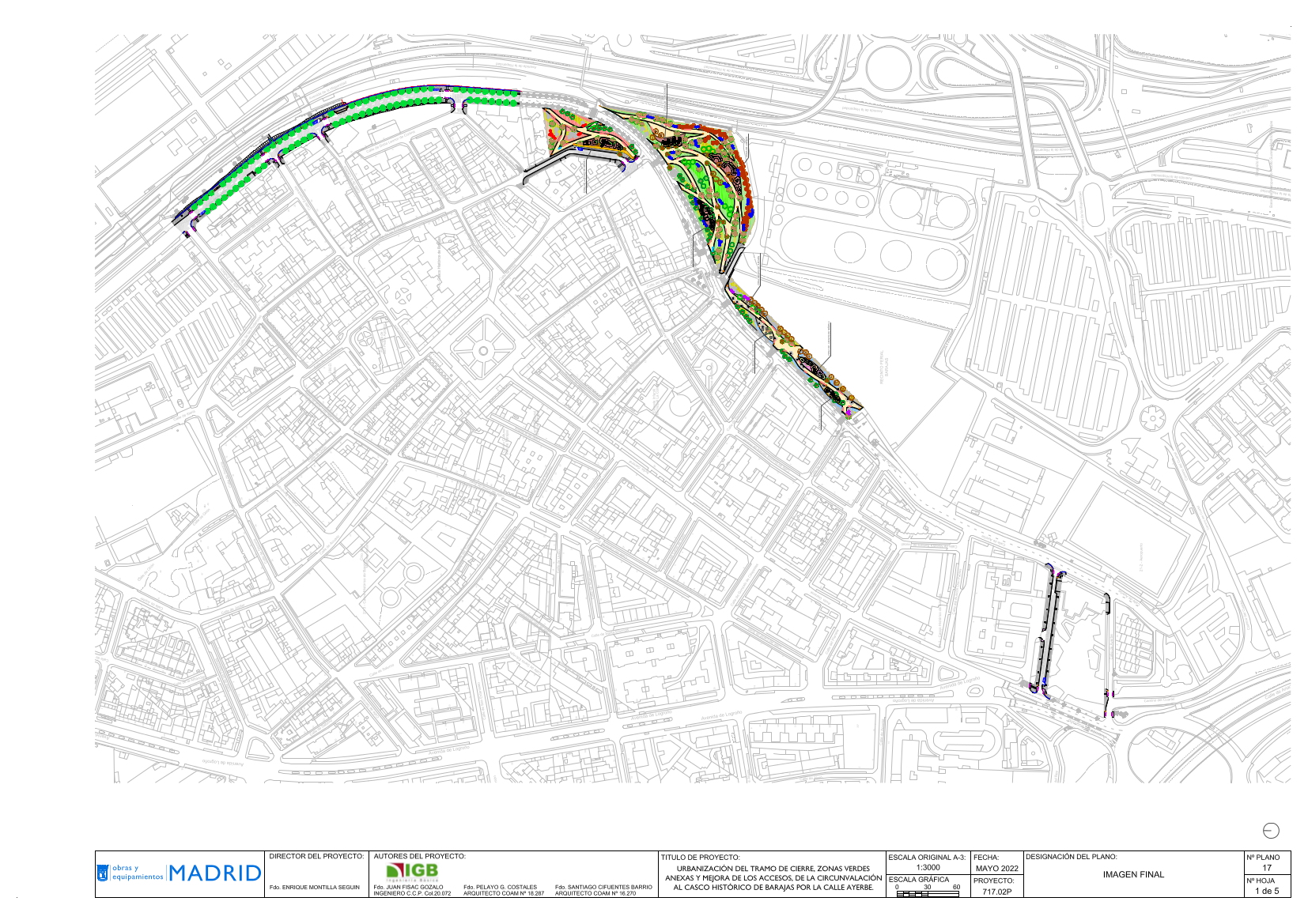 Plano de la zona de actuación en la reurbanización de la calle Ayerbe